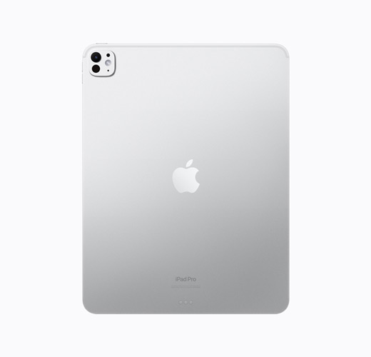 iPad Pro en finition argent, face arrière, logo Apple argent brillant