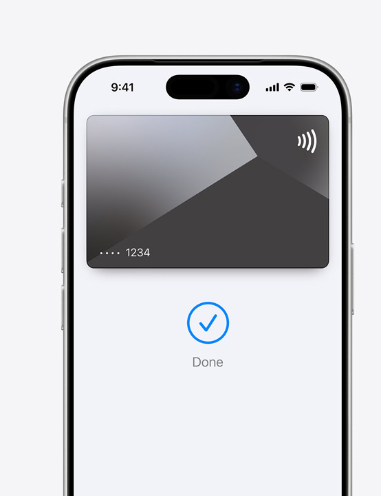 Partial iPhone screen display, showing Mastercard being used in Apple Pay