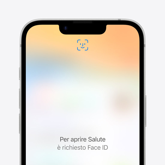 Un iPhone 16e che mostra la schermata di login con Face ID per l’app Salute