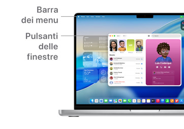 Un tour di macOS, come la barra dei menu nella parte superiore del display del MacBook e il Dock.