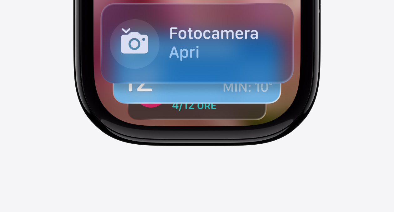 Apple Watch color Jet Black senza cinturino: il quadrante indica i suggerimenti della Raccolta smart