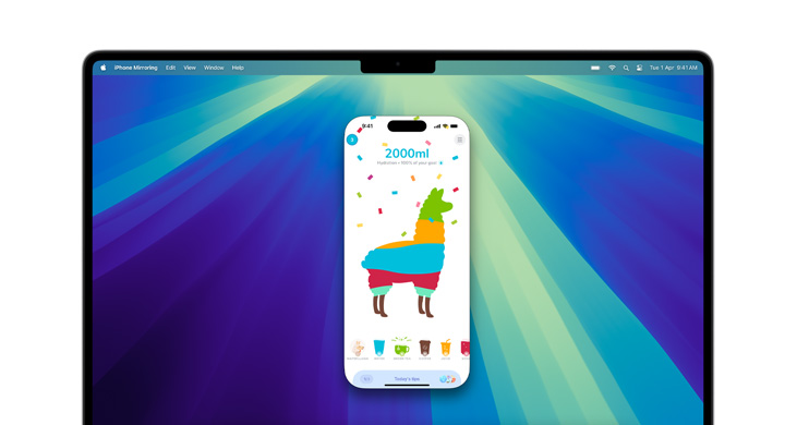 MacBook Pro M4 showcasing iPhone Mirroring and DoorDash app on screen.