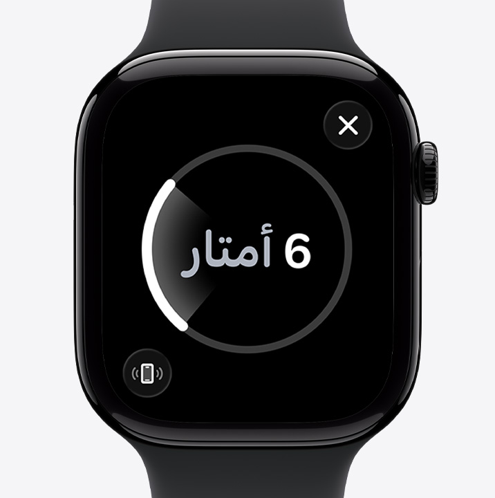 ساعة Apple Watch Series 11، إطار ألومنيوم، لون أسود لامع مصقول، شاشة ميزة العثور الدقيق، المسافة التقريبية عن الهاتف المفقود