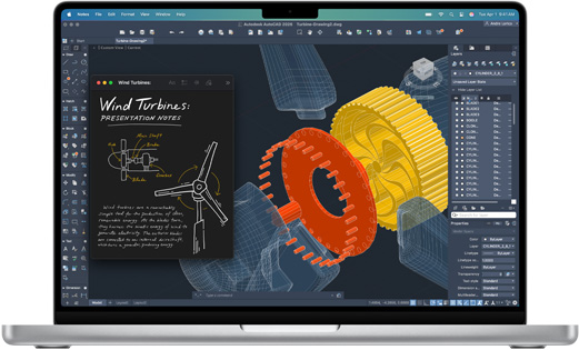 MacBook Pro 正展示 Autodesk AutoCAD app