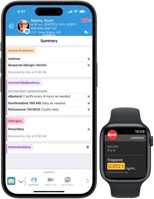 برنامج يعرض تطبيقَي Epic Haiku وEpic Limerick على iPhone وApple Watch.