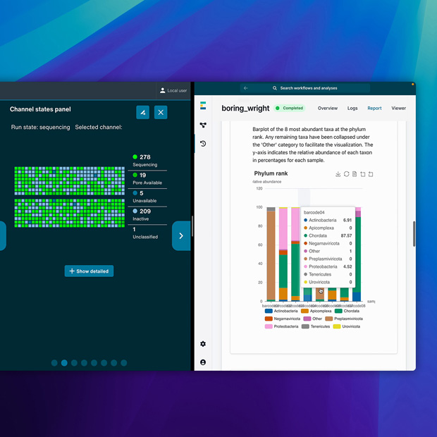 برنامج يعرض تطبيق Oxford Nanopore.