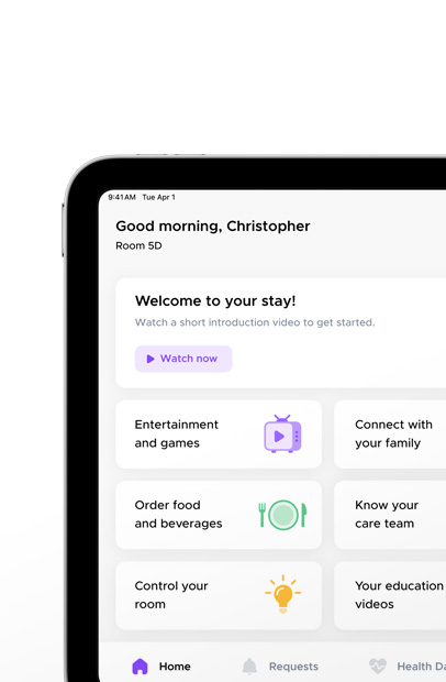 برنامج يعرض تطبيق Epic MyChart Bedside.