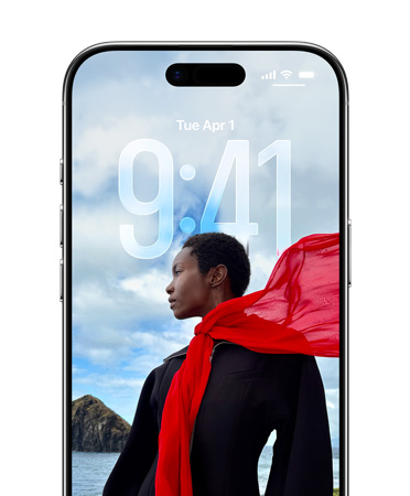 Lock Screen на iPhone, показващ часа, адаптиран към снимка на Lock Screen