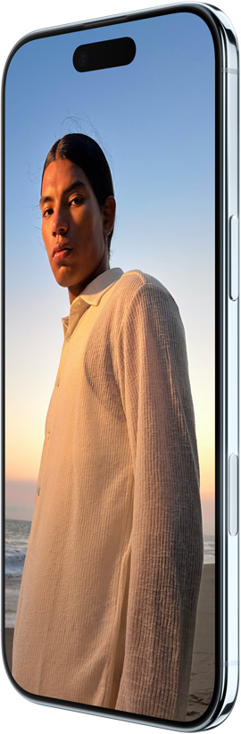iPhone Air, parte trasera, azul cielo, cámara Fusion principal en la estructura de la parte superior