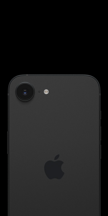 iPhone Air in Space Black finish, back exterior showcasing Fusion camera system, 2-in-1 lens, LiDAR, flash and microphone