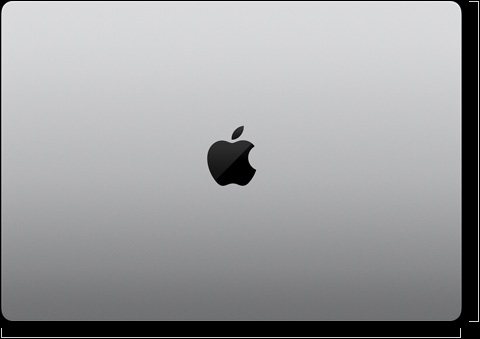 MacBook Pro 16 吋的外觀,呈閉合狀態,Apple 標誌在正中央